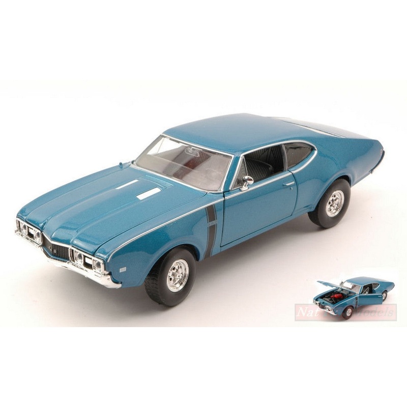 SCALE MODEL COMPATIBLE WITH OLDSMOBILE 442 1968 BLUE METALLIC 1:24 WELLY WE24024BL