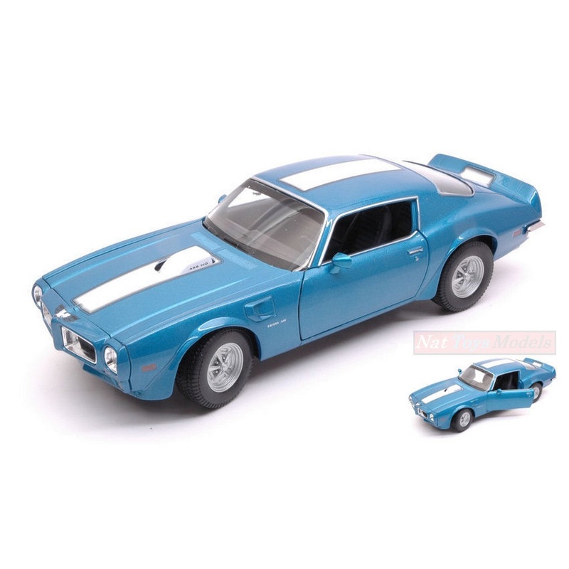 SCALE MODEL COMPATIBLE WITH PONTIAC FIREBIRD TRANS AM 1972 BLUE W/WHITE STRIPE 1:24-27 WELLY WE24075B