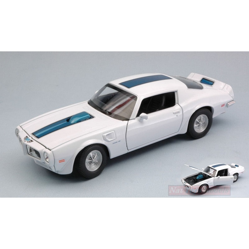 SCALE MODEL COMPATIBLE WITH PONTIAC FIREBIRD TRANS AM 1972 WHITE W/BLUE STRIPE 1:24-27 WELLY WE24075W