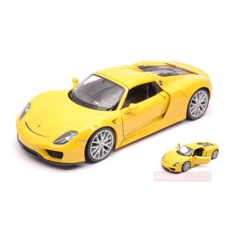 SCALE MODEL COMPATIBLE WITH PORSCHE 918 SPYDER HARD TOP 2013 YELLOW 1:24 WELLY WE24055H-YE