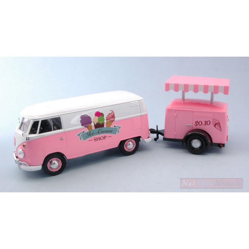SCALE MODEL COMPATIBLE WITH VW 12 VAN ICE CREAM SET" 1:24 MOTORMAX MTM79672"