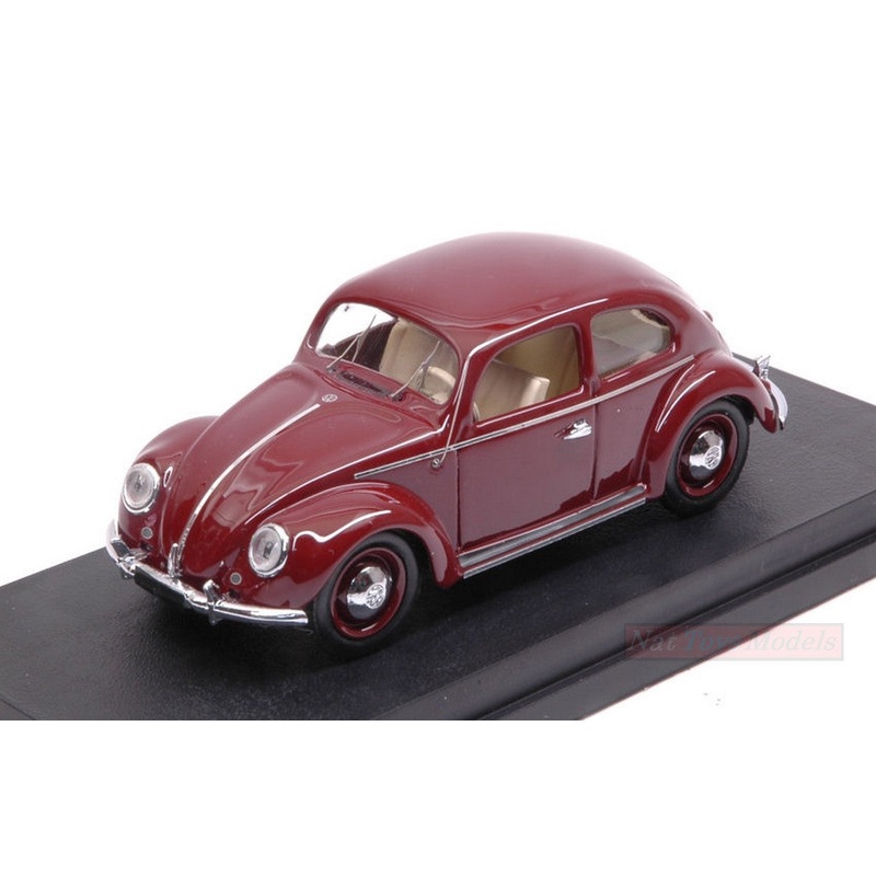 SCALE MODEL COMPATIBLE WITH VW BEETLE 1200 DE LUXE 1953 RED BORDEAUX 1:43 RIO RI4565
