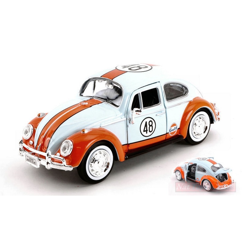 SCALE MODEL COMPATIBLE WITH VW BEETLE 1966 N.48 "GULF" LIGHT BLUE/ORANGE 1:24 MOTORMAX MTM79655