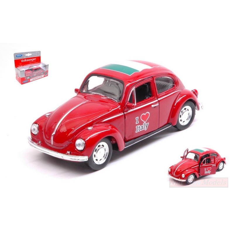 SCALE MODEL COMPATIBLE WITH VW BEETLE "I LOVE ITALY" 11 cm (1:34-1:38) WELLY WE42343ITR