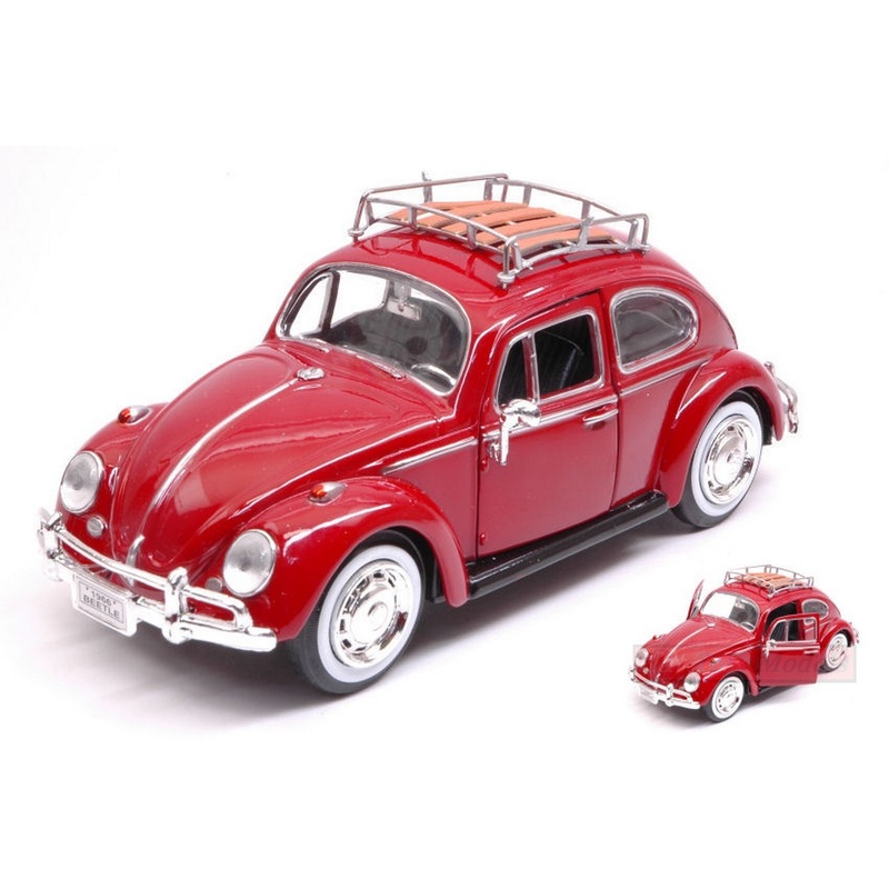 SCALE MODEL COMPATIBLE WITH VW BEETLE W/LUGGAGE ORANGE BEIGE 1:24 MOTORMAX MTM79558OR