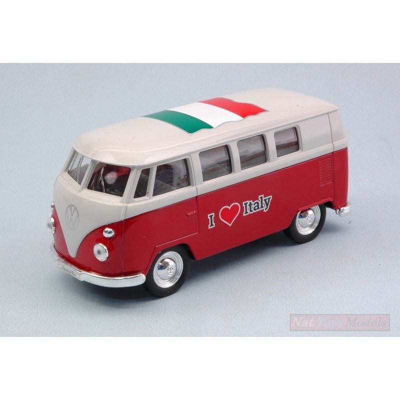 SCALE MODEL COMPATIBLE WITH VW BUS T1 1963 "I LOVE ITALY" 11 cm (1:34-1:39) WELLY WE49764ITR