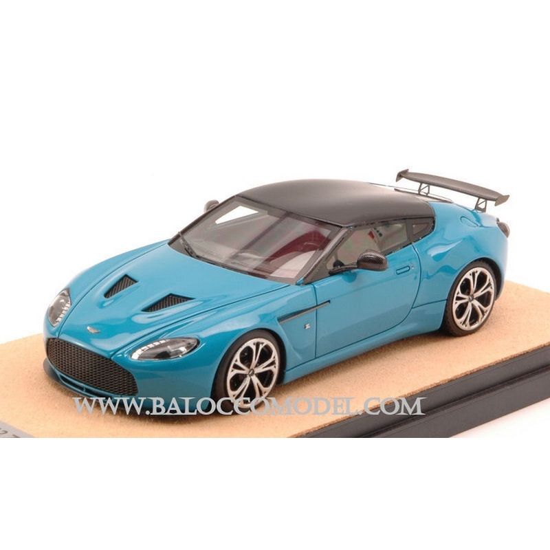 SCALE MODEL COMPATIBLE WITH ASTON MARTIN V12 ZAGATO 2012 BABY BLU W/BLACK ROOF ED.LIM.PCS 10 1:43 TECNOMODEL TMDMI52AZ