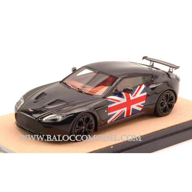 SCALE MODEL COMPATIBLE WITH ASTON MARTIN V12 ZAGATO 2012 BLACK W/ENGLISH FLAG ED.LIM.PCS 10 1:43 TECNOMODEL TMDMI52AR