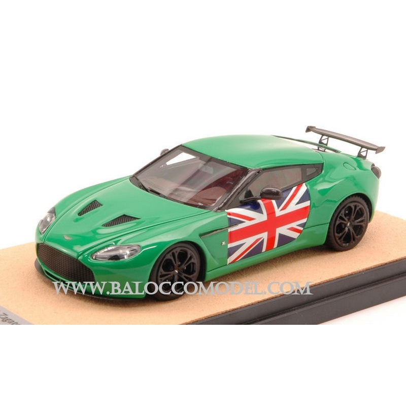 SCALE MODEL COMPATIBLE WITH ASTON MARTIN V12 ZAGATO 2012 GREEN W/ENGLISH FLAG ED.LIM.PCS 10 1:43 TECNOMODEL TMDMI52AT