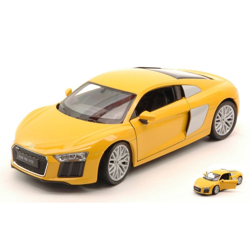 SCALE MODEL COMPATIBLE WITH AUDI R8 V10 2016 YELLOW 1:24 WELLY WE24065Y