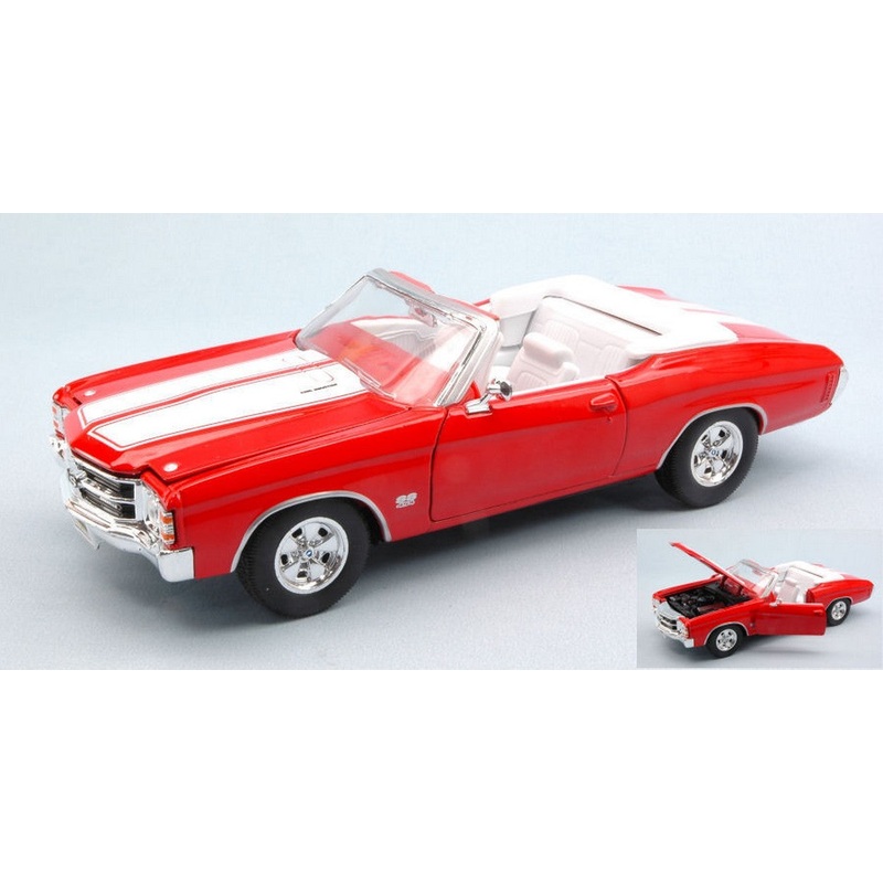 SCALE MODEL COMPATIBLE WITH CHEVROLET CHEVELLE SS 454 1971 RED W/WHITE STRIPES 1:24 WELLY WE2089R