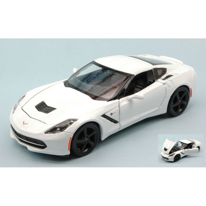 SCALE MODEL COMPATIBLE WITH CHEVROLET CORVETTE STINGRAY 2014 WHITE 1:24 MAISTO MI31505W