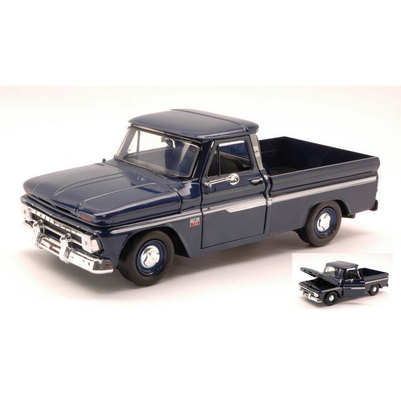 SCALE MODEL COMPATIBLE WITH CHEVY C10 FLEETSIDE PICK UP 1966 DARK BLUE 1:24 MOTORMAX MTM73355DB