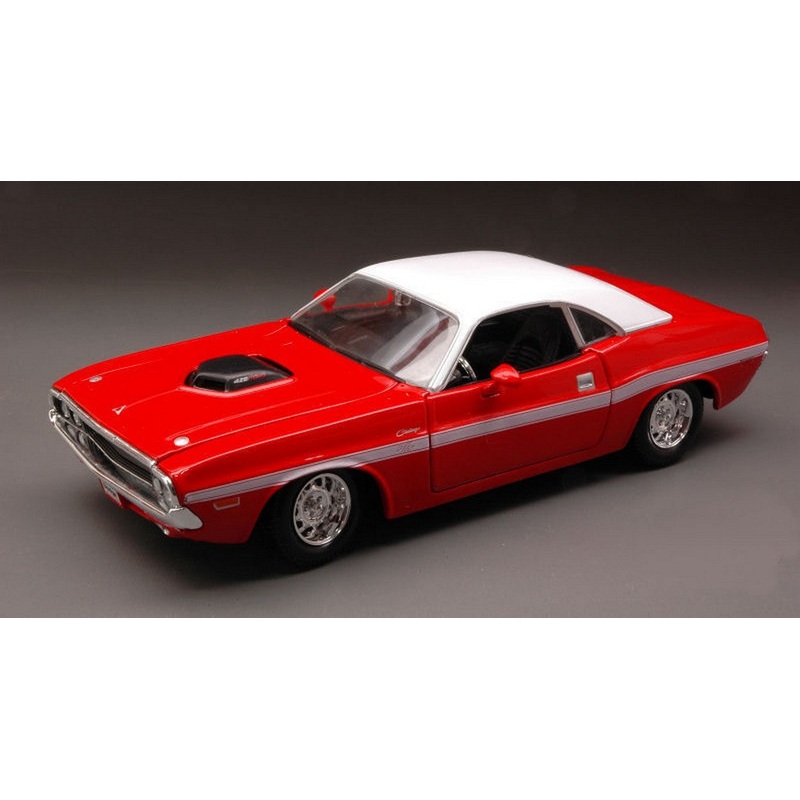 SCALE MODEL COMPATIBLE WITH DODGE CHALLENGER R/T COUPE 1970 RED/WHITE 1:24 MAISTO MI31263R
