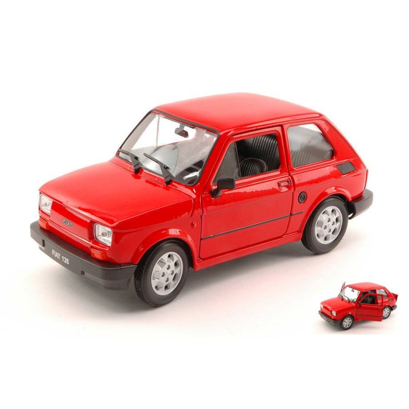 SCALE MODEL COMPATIBLE WITH FIAT 126 1973 RED 1:24 WELLY WE4066R DIE CAST