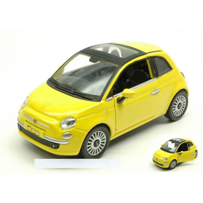 SCALE MODEL COMPATIBLE WITH FIAT NUOVA 500 2007 YELLOW 1:24 NEW RAY NY71013Y