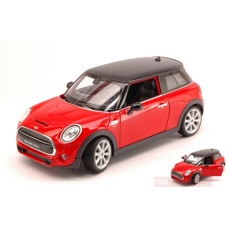SCALE MODEL COMPATIBLE WITH NEW MINI COOPER HATCH 2014 RED W/BLACK ROOF 1:24 WELLY WE4058R