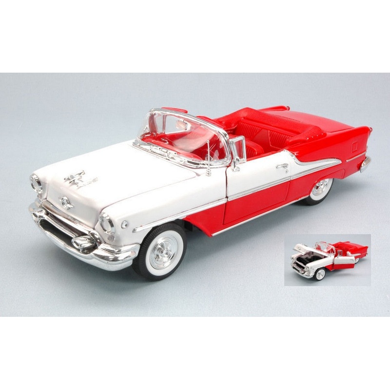 SCALE MODEL COMPATIBLE WITH OLDSMOBILE SUPER 88 CONVERTIBLE 1955 RED/WHITE 1:24 WELLY WE0356