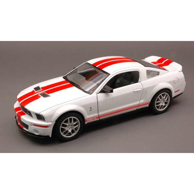 SCALE MODEL COMPATIBLE WITH SHELBY GT 500 2007 WHITE W/RED STRIPES 1:24 YAT MING YM24208W