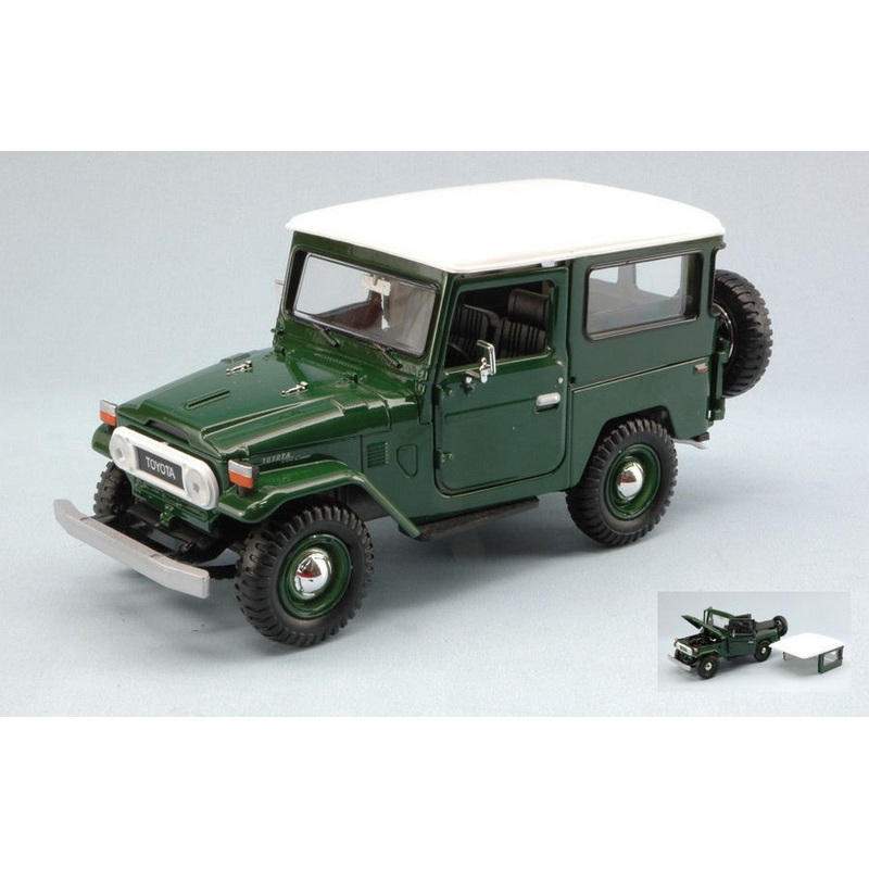 SCALE MODEL COMPATIBLE WITH TOYOTA FJ40 HARD TOP 1960 GREEN W/WHITE ROOF 1:24 MOTORMAX MTM79323GN