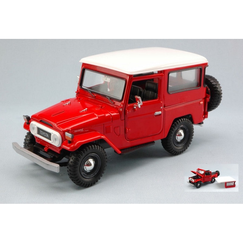 SCALE MODEL COMPATIBLE WITH TOYOTA FJ40 HARD TOP 1960 RED W/WHITE ROOF 1:24 MOTORMAX MTM79323RW
