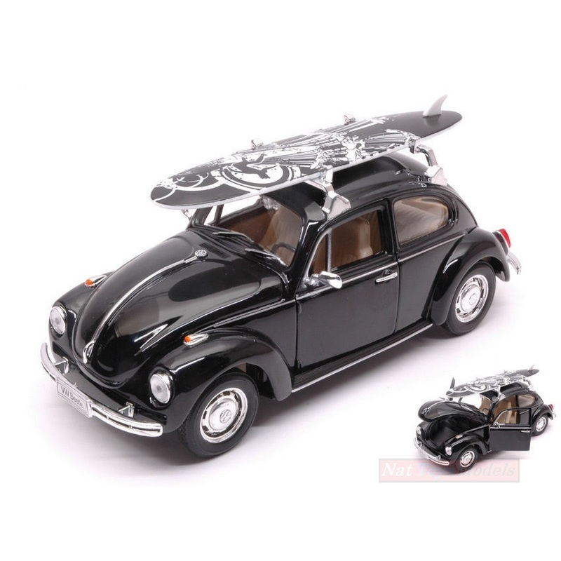 SCALE MODEL COMPATIBLE WITH VW BEETLE 1959 W/WINDSURF BLACK 1:24 WELLY WE4362BK