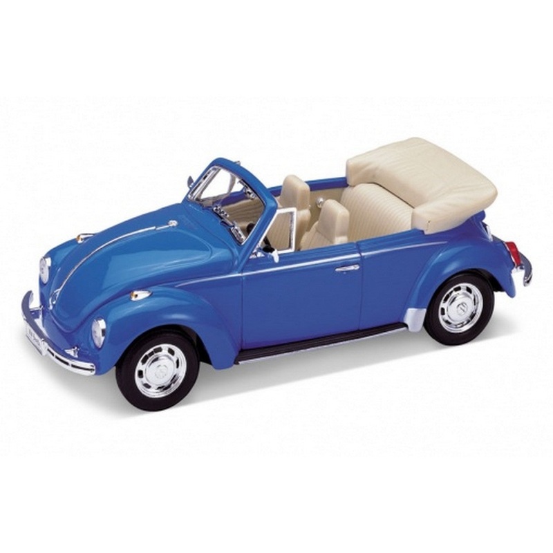 SCALE MODEL COMPATIBLE WITH VW BEETLE CONVERTIBLE 1970 BLUE 1:24 WELLY WE1208