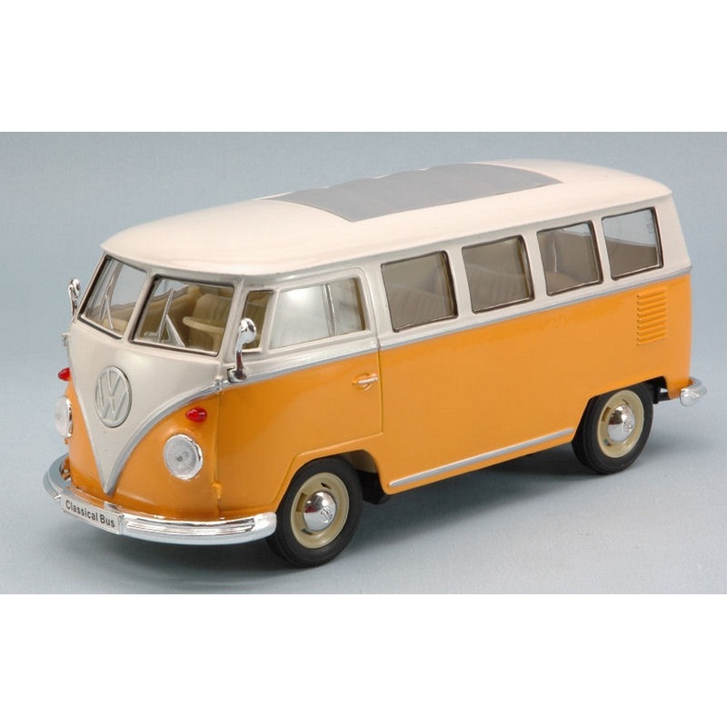 SCALE MODEL COMPATIBLE WITH VW T1 BUS 1963 ORANGE/CREAM 1:24 WELLY WE2095OR