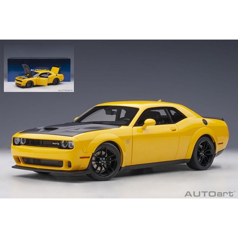 SCALE MODEL COMPATIBLE WITH DODGE CHALLENGER SRT 2018 YELLOW/BLACK 1:18 AUTOART AA71737