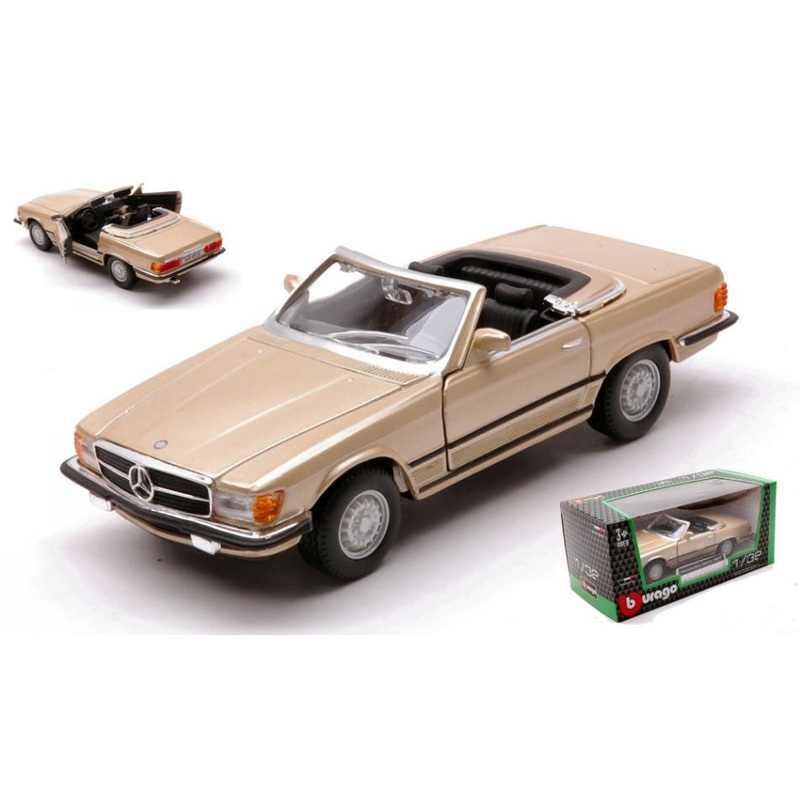 SCALE MODEL COMPATIBLE WITH MERCEDES 450 SL 1977 METALLIC GOLD 1:32 BURAGO BU43056